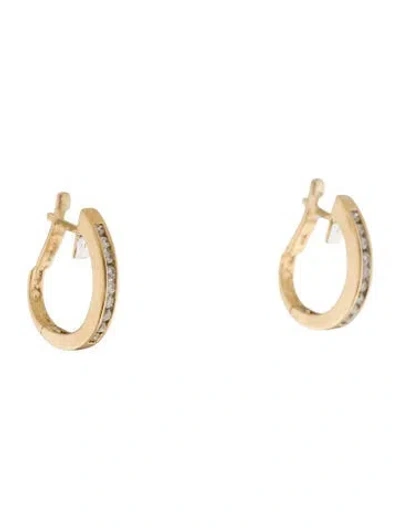 Pre-owned Earrings 14k Diamond Hoop  In Multi