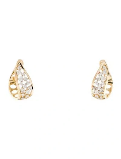 Pre-owned Earrings 14k Diamond Hoop  In Multi