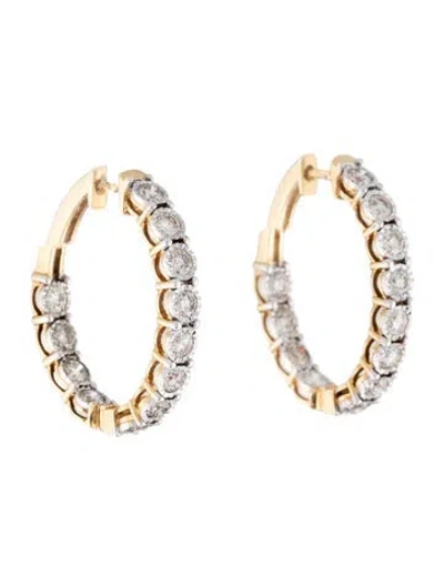 Pre-owned Earrings 14k Diamond Hoop  In Multi
