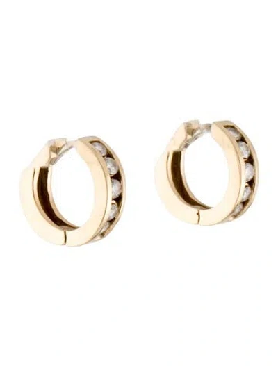 Pre-owned Earrings 14k Diamond Hoop  In Multi