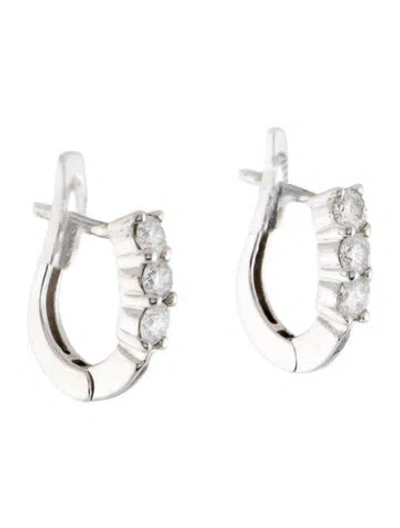 Pre-owned Earrings 14k Diamond Hoop  In Multi