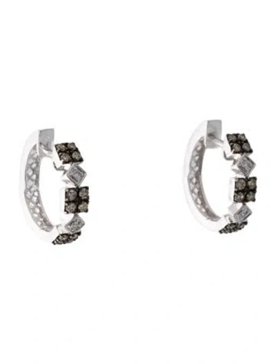 Pre-owned Earrings 14k Diamond Hoop  In Multi