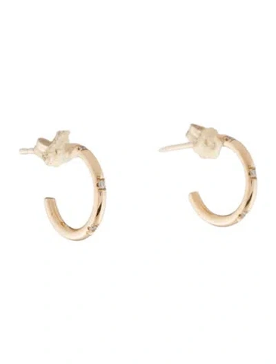 Pre-owned Earrings 14k Diamond Hoop  In Multi