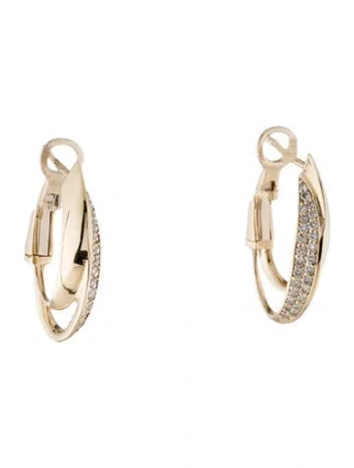 Pre-owned Earrings 14k Diamond Hoops In Multi