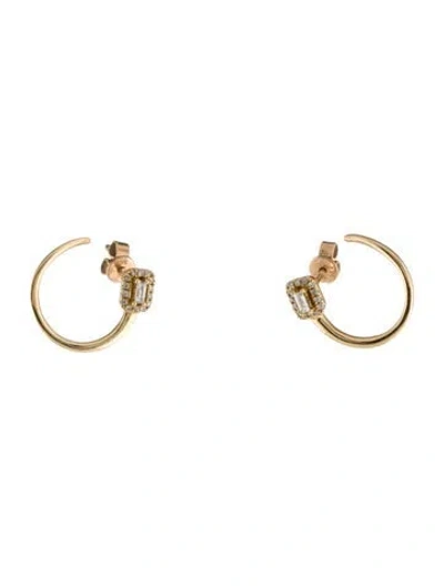 Pre-owned Earrings 14k Diamond Hoops In Multi