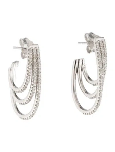 Pre-owned Earrings 14k Diamond Hoops In Multi