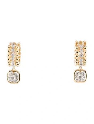 Pre-owned Earrings 14k Diamond Huggie Drop  In Multi
