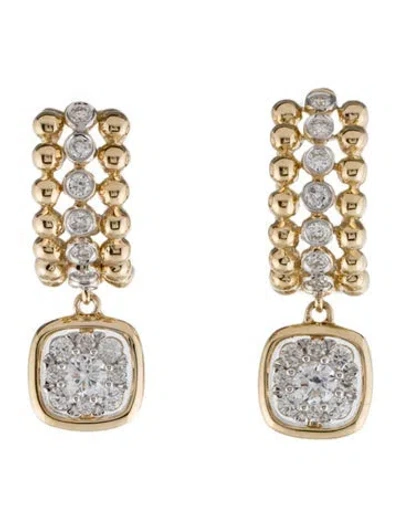 Pre-owned Earrings 14k Diamond Huggie Drop  In Multi