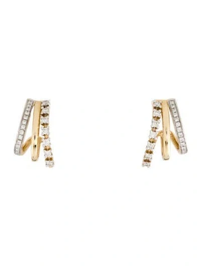 Pre-owned Earrings 14k Diamond Huggie Drop  In Multi