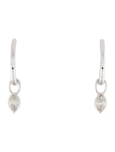 Pre-owned Earrings 14k Diamond Huggie Drop  In Multi