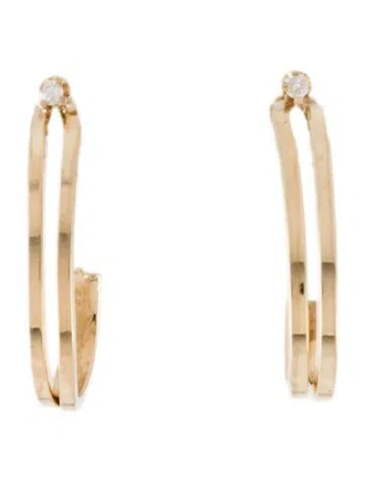 Pre-owned Earrings 14k Diamond Huggie  In Multi