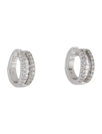 Pre-owned Earrings 14k Diamond Huggie  In Multi