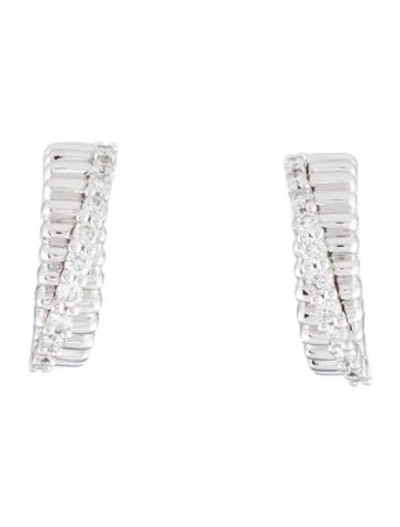Pre-owned Earrings 14k Diamond Huggie  In Multi