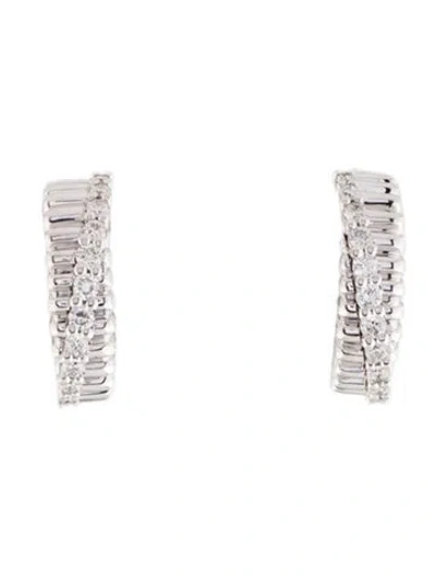 Pre-owned Earrings 14k Diamond Huggie  In Multi