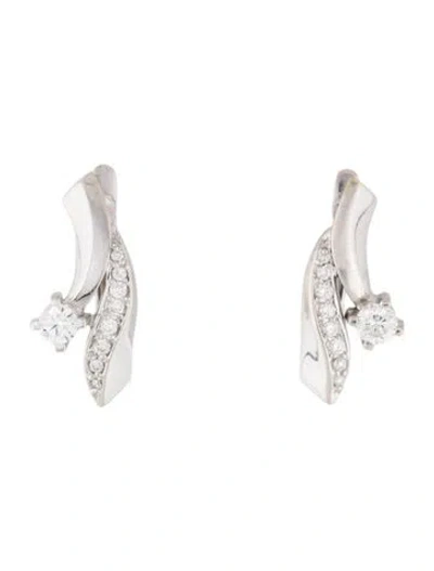 Pre-owned Earrings 14k Diamond Huggie  In Multi