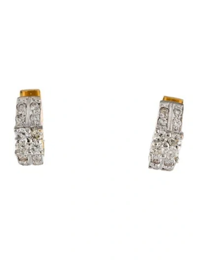 Pre-owned Earrings 14k Diamond Huggie  In Multi