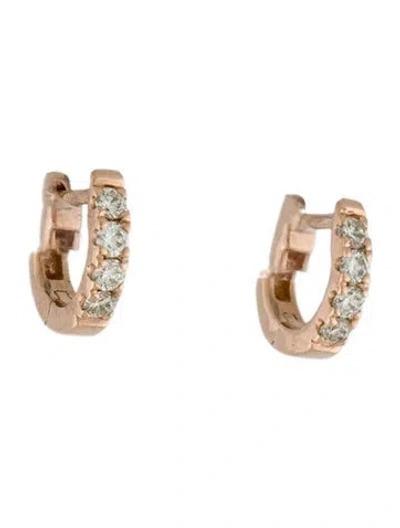 Pre-owned Earrings 14k Diamond Huggie  In Multi