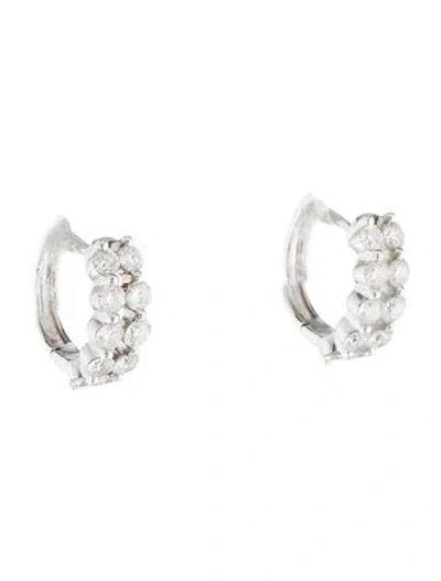 Pre-owned Earrings 14k Diamond Huggie  In Multi