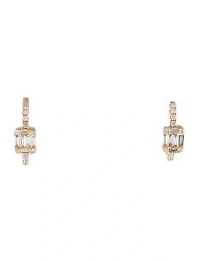 Pre-owned Earrings 14k Diamond Huggie  In Multi