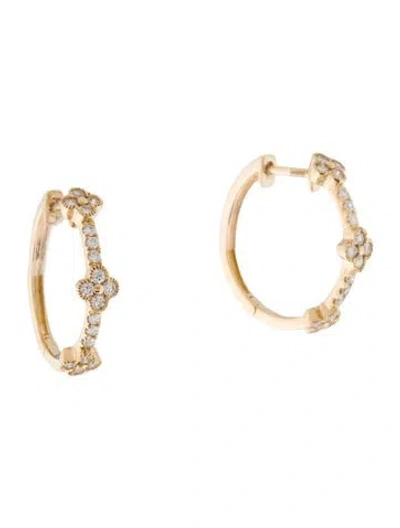 Pre-owned Earrings 14k Diamond Huggie  In Multi