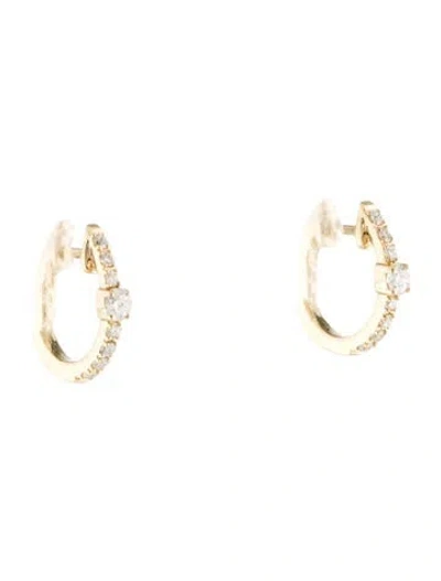 Pre-owned Earrings 14k Diamond Huggie  In Multi