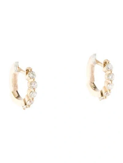 Pre-owned Earrings 14k Diamond Huggie  In Multi