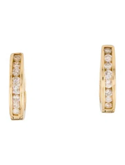 Pre-owned Earrings 14k Diamond Huggie  In Multi
