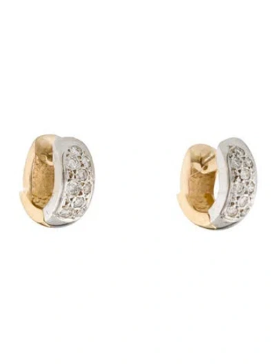 Pre-owned Earrings 14k Diamond Huggie  In Multi