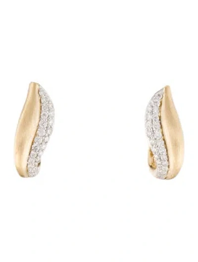 Pre-owned Earrings 14k Diamond Huggie  In Multi