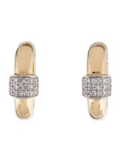 Pre-owned Earrings 14k Diamond Huggie  In Multi