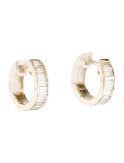Pre-owned Earrings 14k Diamond Huggie  In Multi