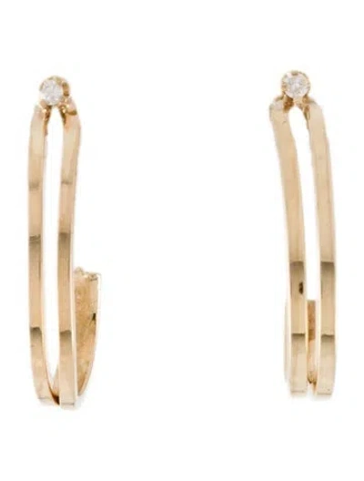 Pre-owned Earrings 14k Diamond Huggie  In Multi