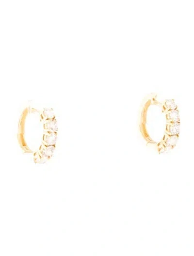Pre-owned Earrings 14k Diamond Huggie  In Multi