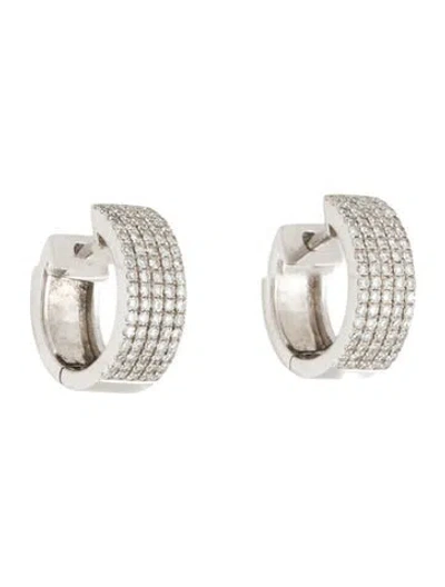 Pre-owned Earrings 14k Diamond Huggie Hoop  In Multi