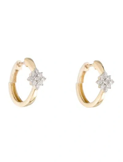 Pre-owned Earrings 14k Diamond Huggie Hoop  In Multi