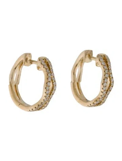 Pre-owned Earrings 14k Diamond Huggie Hoop  In Multi