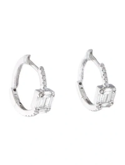 Pre-owned Earrings 14k Diamond Huggie Hoop  In Multi