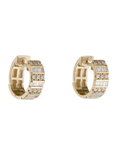 Pre-owned Earrings 14k Diamond Huggie Hoop  In Multi