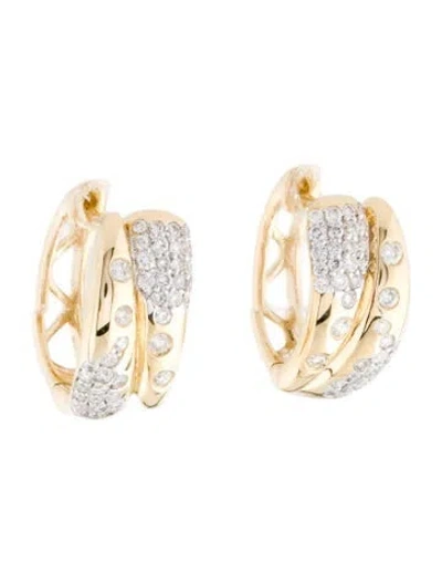 Pre-owned Earrings 14k Diamond Huggie Hoop  In Multi