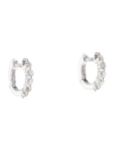Pre-owned Earrings 14k Diamond Huggie Hoop  In Multi