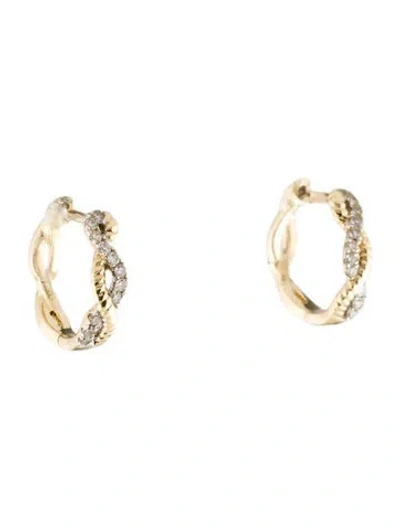 Pre-owned Earrings 14k Diamond Huggie Hoop  In Multi
