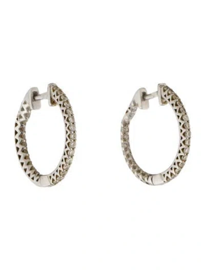 Pre-owned Earrings 14k Diamond Huggie Hoop  In Multi