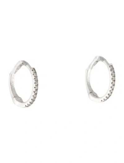 Pre-owned Earrings 14k Diamond Huggie Hoop  In Multi