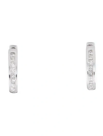 Pre-owned Earrings 14k Diamond Huggie Hoop  In Multi