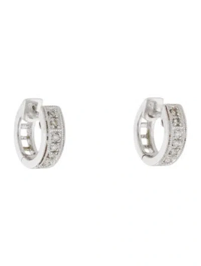 Pre-owned Earrings 14k Diamond Huggie Hoop  In Multi