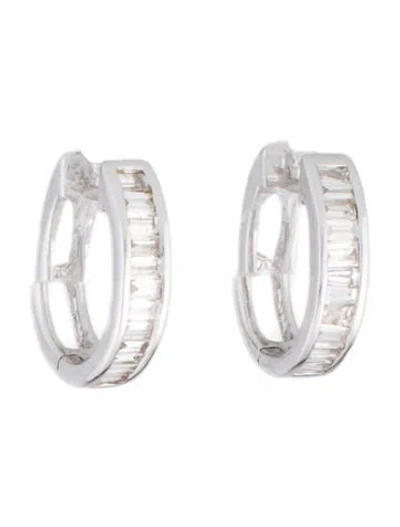 Pre-owned Earrings 14k Diamond Huggie Hoop  In Multi