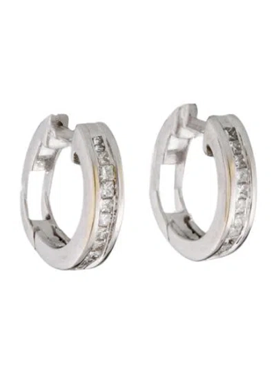 Pre-owned Earrings 14k Diamond Huggie Hoop  In Multi