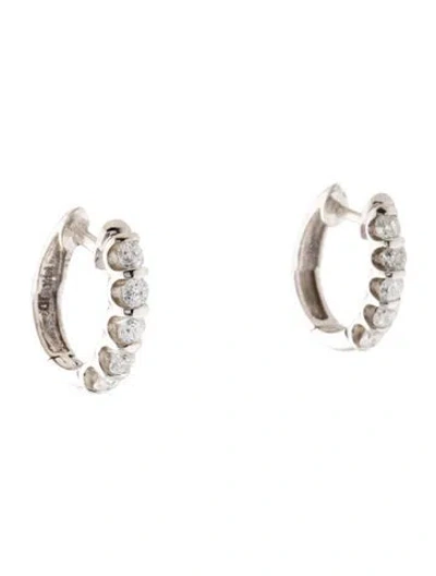 Pre-owned Earrings 14k Diamond Huggie Hoop  In Multi