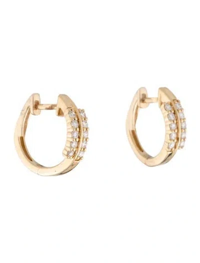Pre-owned Earrings 14k Diamond Huggie Hoop  In Multi