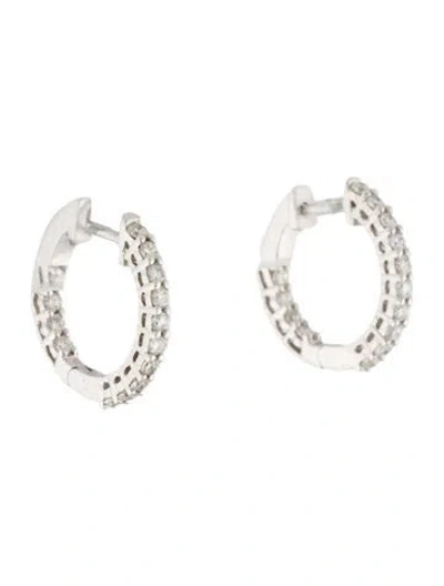 Pre-owned Earrings 14k Diamond In-out Huggie Hoop In Multi